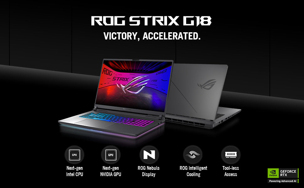 ASUS ROG Strix G18 18″ Gaming Laptop — Intel Core Ultra 9 Processor 275HX, GeForce RTX 5070TI, 2.5K 240 Hz/3 ms Nebula Display, 32 GB RAM, 2 TB SSD, Windows 11 Home